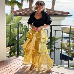 BURU Pink Label Tops Balloon Sleeve Bustier - Black