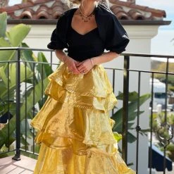 BURU Pink Label Tops Balloon Sleeve Bustier - Black