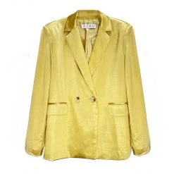BURU White Label Double-Breasted Blazer - Gold Satin Clothing