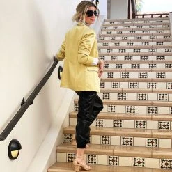 BURU White Label Double-Breasted Blazer - Gold Satin Clothing