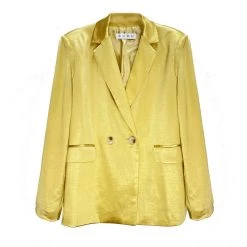 BURU White Label Double-Breasted Blazer - Gold Satin Clothing