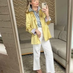 BURU White Label Double-Breasted Blazer - Gold Satin Clothing