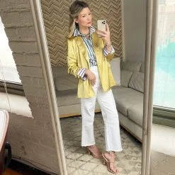 BURU White Label Double-Breasted Blazer - Gold Satin Clothing