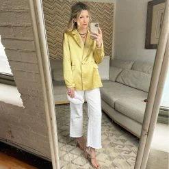BURU White Label Double-Breasted Blazer - Gold Satin Clothing