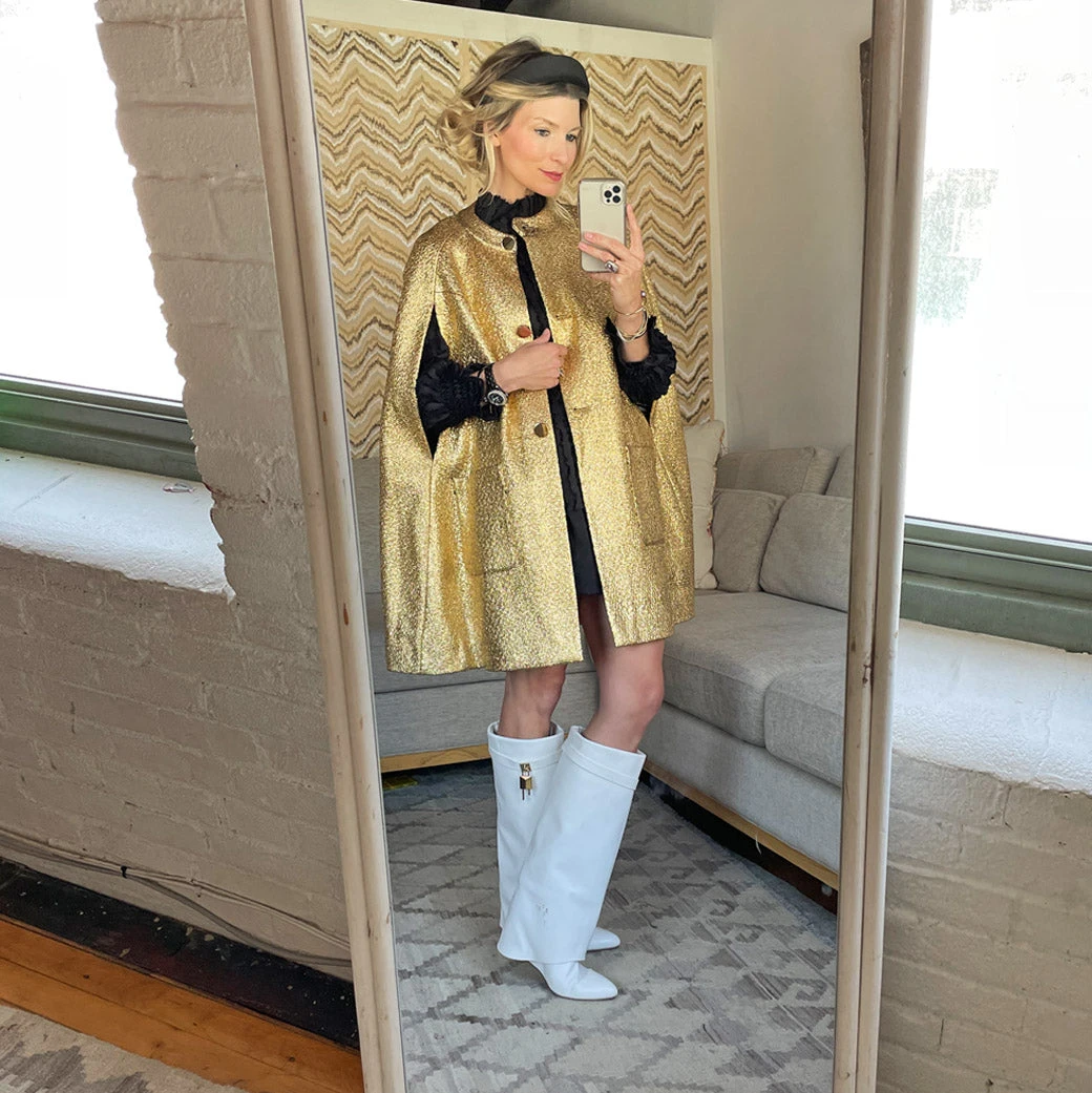 BURU White Label Mama Cape - Gold Tweed Tops 11 BURU White Label Mama Cape - Gold Tweed Tops