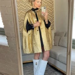 BURU White Label Mama Cape - Gold Tweed Tops 19 BURU White Label Mama Cape - Gold Tweed Tops