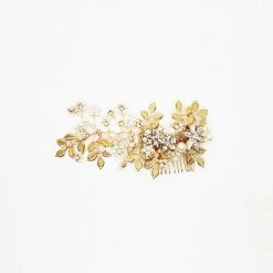 BURU Accessories Le Fleur Pearl & Rhinestone Comb - Gold 9 BURU Accessories Le Fleur Pearl & Rhinestone Comb - Gold