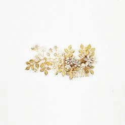 BURU Accessories Le Fleur Pearl & Rhinestone Comb - Gold