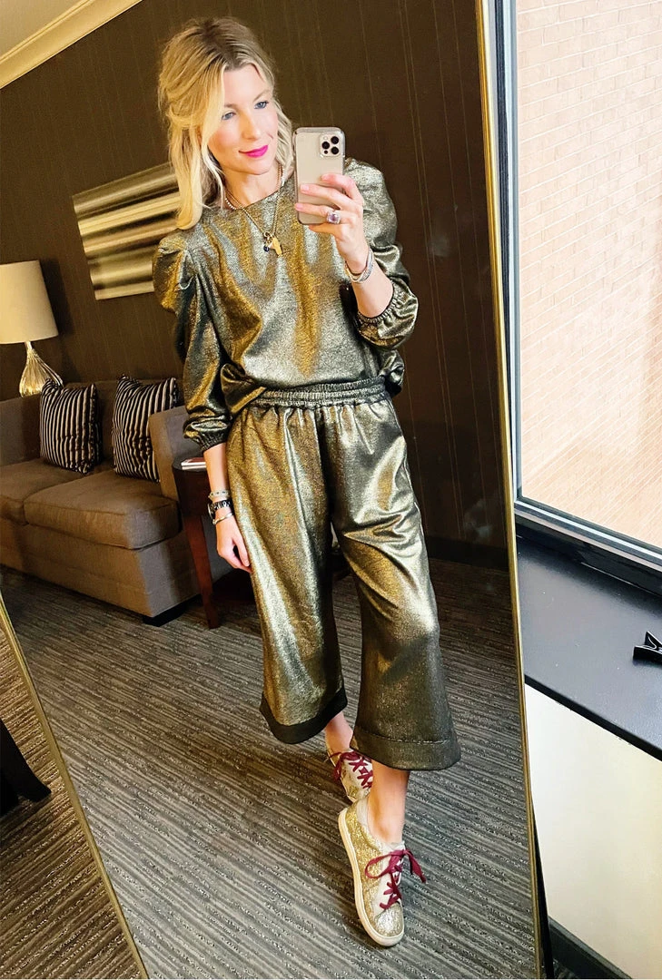 BURU Pink Label Clothing BURU X JUJU Long Puff Sleeve Top - Gold Knit 4 BURU Pink Label Clothing BURU X JUJU Long Puff Sleeve Top - Gold Knit