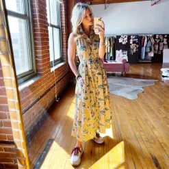 BURU Pink Label Sleeveless Shirtdress - Golfers Print Clothing