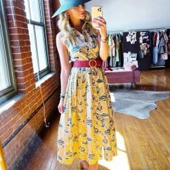 BURU Pink Label Sleeveless Shirtdress - Golfers Print Clothing