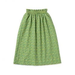 BURU White Label Smocked Waist Circle Skirt - Green Jacquard Clothing