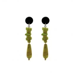 Buru Accessories Stacked Stone Earrings - Green