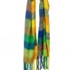 Buru Accessories Outerwear Pop Of Color Scarf - Green Plaid