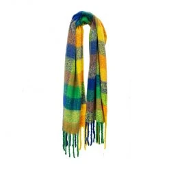 Buru Accessories Outerwear Pop Of Color Scarf - Green Plaid