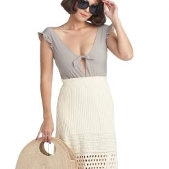 BURU White Label Tie Front Ruffle Swimsuit - Pewter - Final Sale