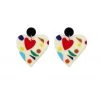 Buru Accessories Be Still My Heart Earrings - White & Red