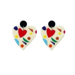 Buru Accessories Be Still My Heart Earrings - White & Red