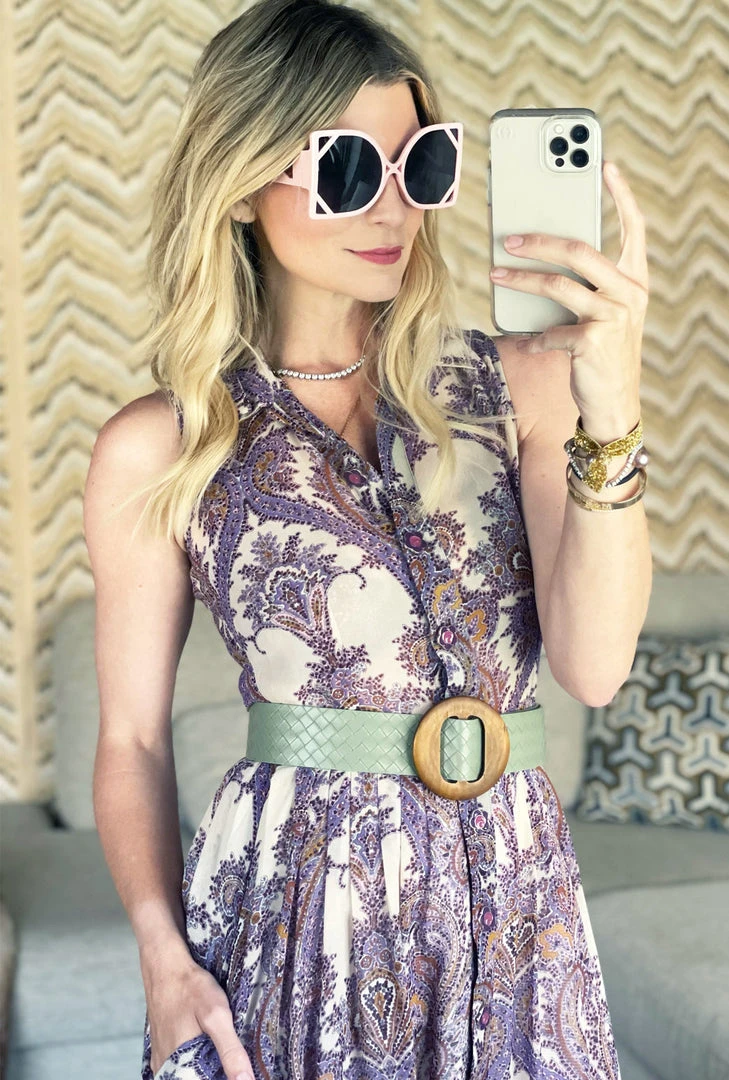 Buru Accessories Woven Vegan Leather Belt - Green 5 Buru Accessories Woven Vegan Leather Belt - Green