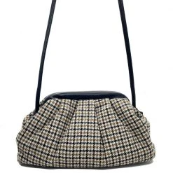 BURU Accessories Houndstooth Pouf - Black And Brown
