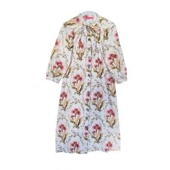 BURU Pink Label Bow Housecoat - Blue Floral Clothing 9 BURU Pink Label Bow Housecoat - Blue Floral Clothing