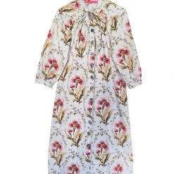 BURU Pink Label Bow Housecoat - Blue Floral Clothing