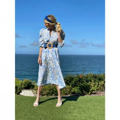 Buru Accessories Rattan Buckle Stretch Belt - Royal Blue