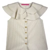 BURU Pink Label Sleeveless Ruffle Blouse - Tan Stripe Clothing