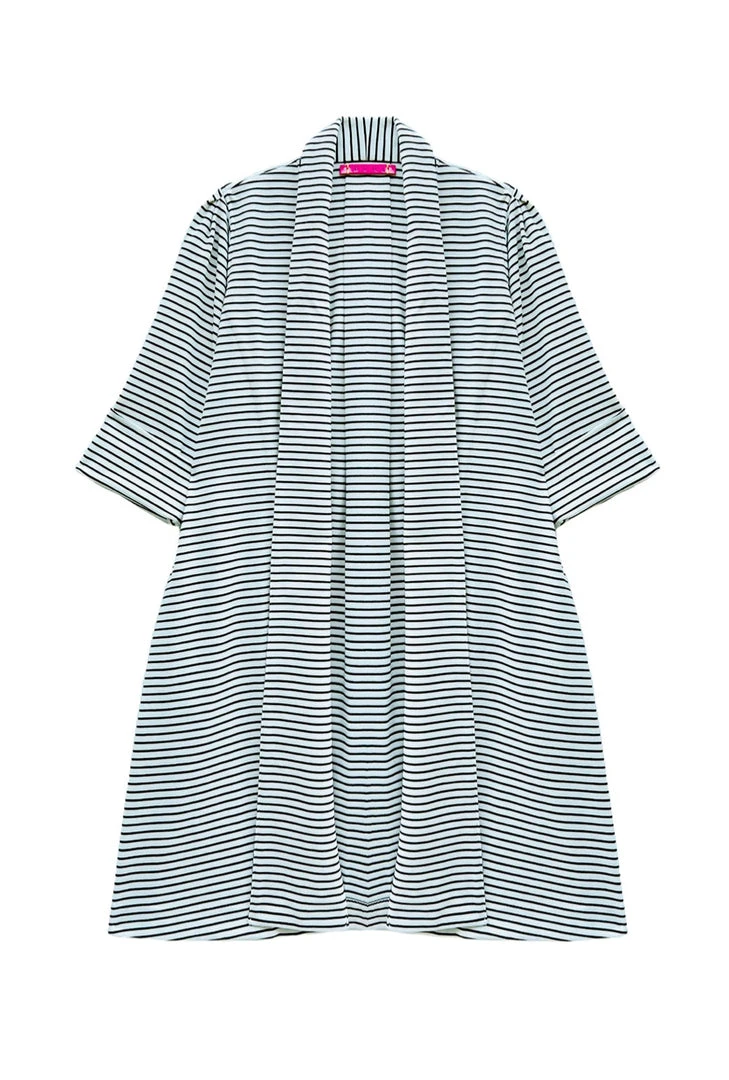 BURU Pink Label Clothing Swing Coat Knee Length - Midnight Stripe Knit 3 BURU Pink Label Clothing Swing Coat Knee Length - Midnight Stripe Knit