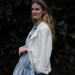 BURU Pink Label Boxy Blazer - Ivory Tweed Outerwear