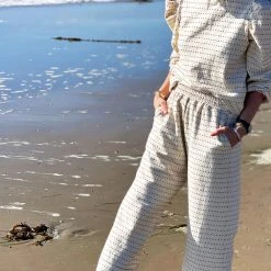 BURU Pink Label Long Sleeve Puff Sleeve Top - Ivory Dot Knit