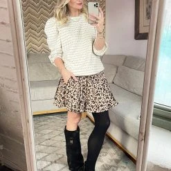 BURU White Label Smocked Waist Mini Skirt - Tan Cheetah 12 BURU White Label Smocked Waist Mini Skirt - Tan Cheetah