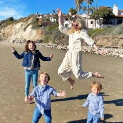 BURU Pink Label Wide Leg Cropped Trouser - Ivory Dot Knit Clothing