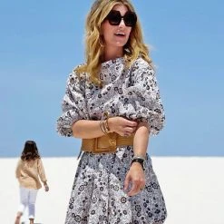 BURU White Label Button Sleeve Blouse - Ivory Floral Tops