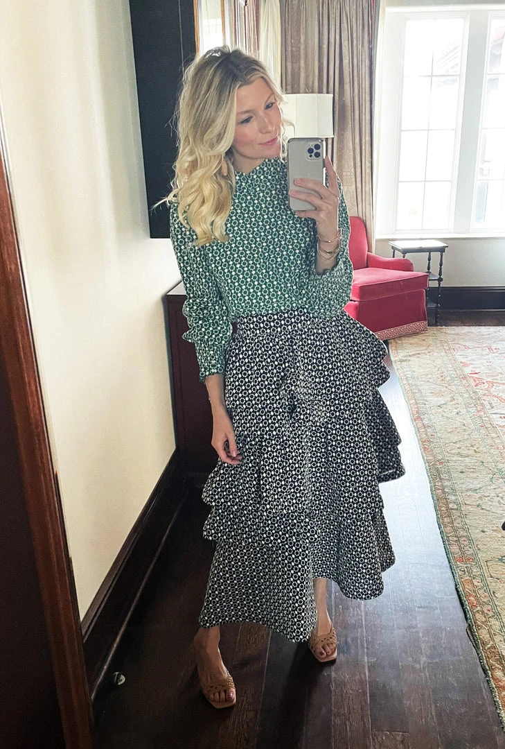 BURU White Label Teagan Tiered Skirt MIDI - Navy Eyelet Clothing 7 BURU White Label Teagan Tiered Skirt MIDI - Navy Eyelet Clothing