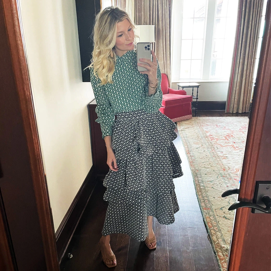 BURU White Label Teagan Tiered Skirt MIDI - Navy Eyelet Clothing 11 BURU White Label Teagan Tiered Skirt MIDI - Navy Eyelet Clothing