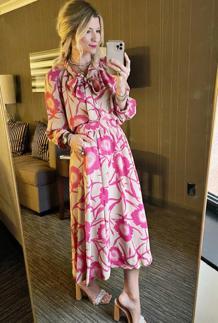 BURU Pink Label BURU X JUJU Bow Blouse - Shades Of Pink Floral Clothing 6 BURU Pink Label BURU X JUJU Bow Blouse - Shades Of Pink Floral Clothing