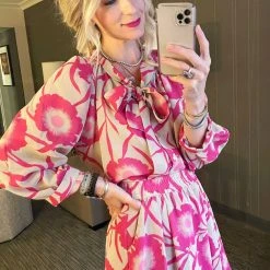 BURU Pink Label BURU X JUJU Bow Blouse - Shades Of Pink Floral Clothing 12 BURU Pink Label BURU X JUJU Bow Blouse - Shades Of Pink Floral Clothing