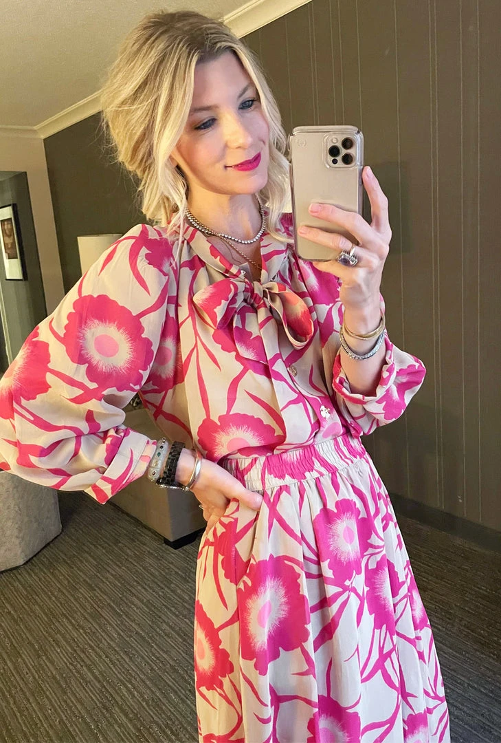 BURU Pink Label BURU X JUJU Bow Blouse - Shades Of Pink Floral Clothing 5 BURU Pink Label BURU X JUJU Bow Blouse - Shades Of Pink Floral Clothing