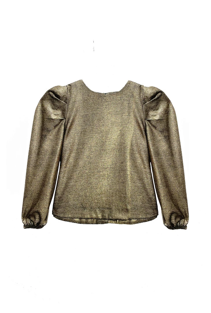 BURU Pink Label Clothing BURU X JUJU Long Puff Sleeve Top - Gold Knit 3 BURU Pink Label Clothing BURU X JUJU Long Puff Sleeve Top - Gold Knit