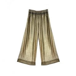 BURU Pink Label BURU X JUJU Wide Leg Cropped Trouser - Gold Knit