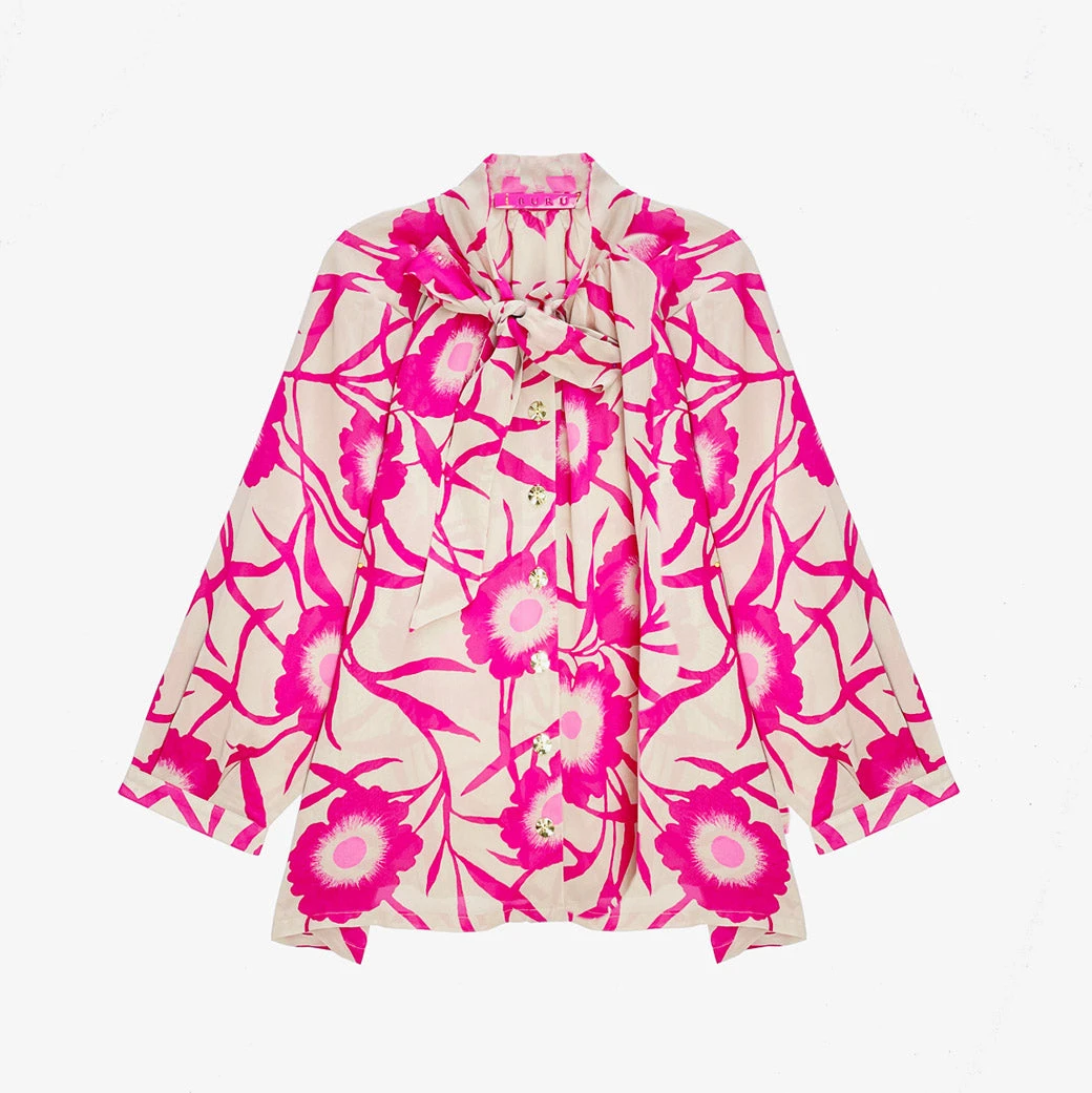 BURU Pink Label BURU X JUJU Bow Blouse - Shades Of Pink Floral Clothing 10 BURU Pink Label BURU X JUJU Bow Blouse - Shades Of Pink Floral Clothing