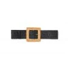Buru Accessories Jumbo Rattan Square Buckle Stretch Belt - Black