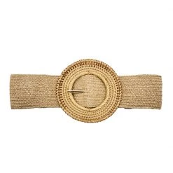 Buru Accessories Jumbo Rattan Buckle Stretch Belt - Natural