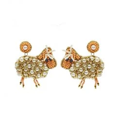 Buru Accessories Pearled Lamb Earrings - Ivory