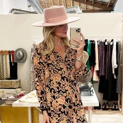 BURU Bow Housecoat - Black & Rose Crepe Clothing