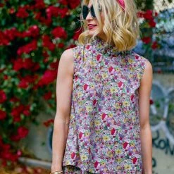 BURU White Label Sleeveless Mod Top - Pink Liberty Floral