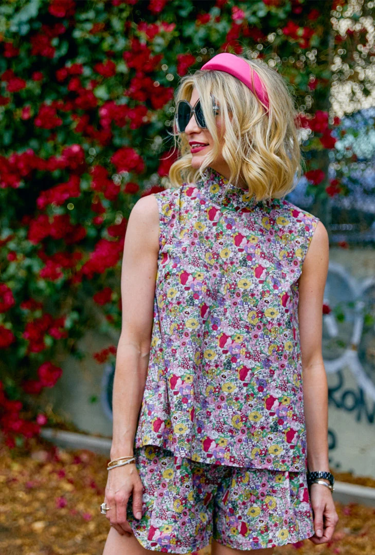 BURU White Label Sleeveless Mod Top - Pink Liberty Floral 4 BURU White Label Sleeveless Mod Top - Pink Liberty Floral