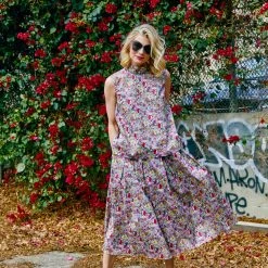 BURU White Label Smocked Waist Circle Skirt - Pink Liberty Floral Bottoms