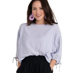 BURU White Label Tie Sleeve Top - Lilac - Final Sale Clothing